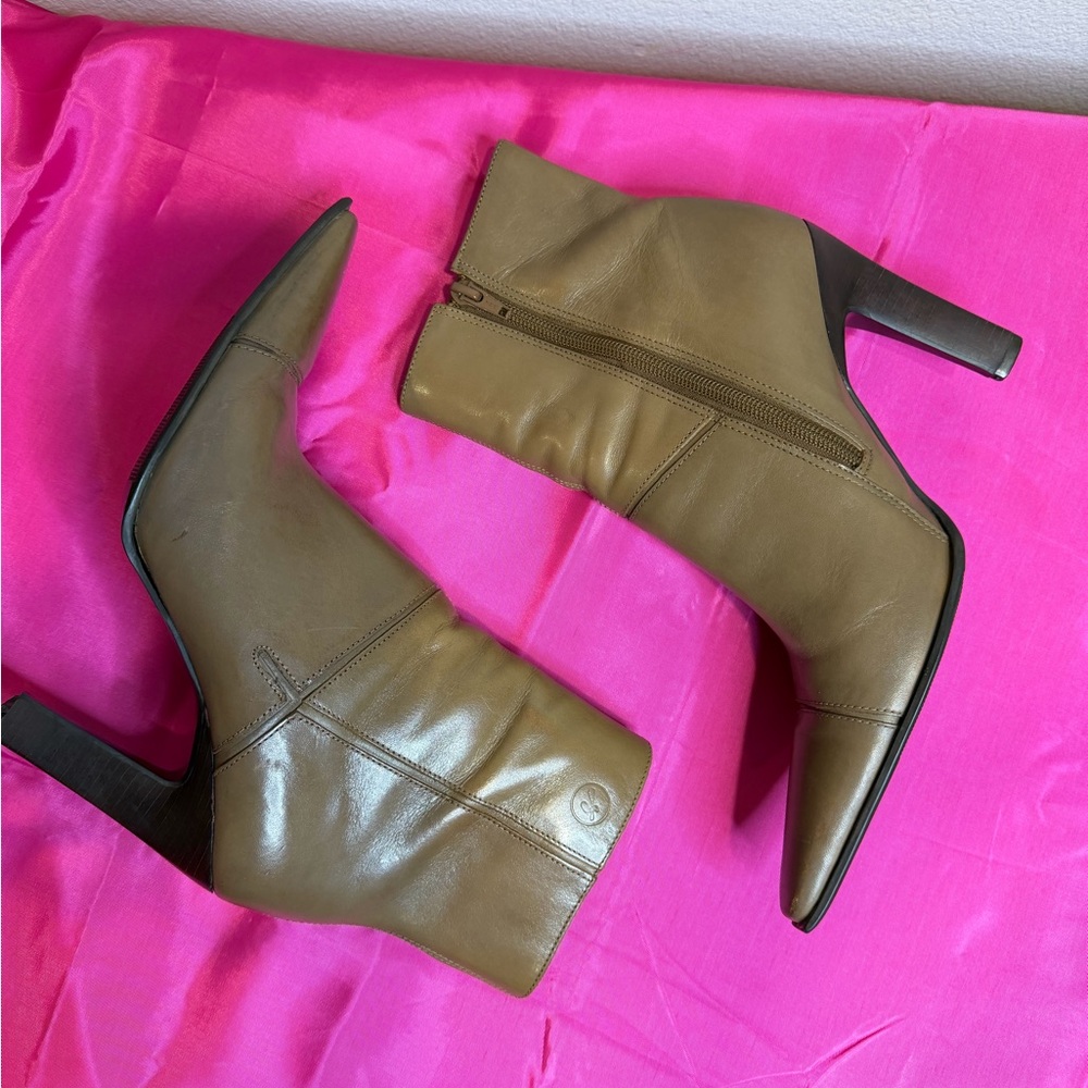 Brown Leather Bronx Heeled Ankle Boots Bootie pointed-toe WM 8 trend streetstyle - Picture 5 of 15
